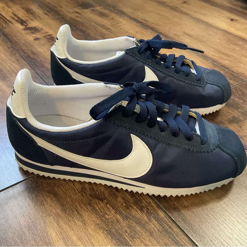RARE Nike Classic Cortez Nylon OG Trainers Obsidian/White Sz 7.5 | 749864-411
